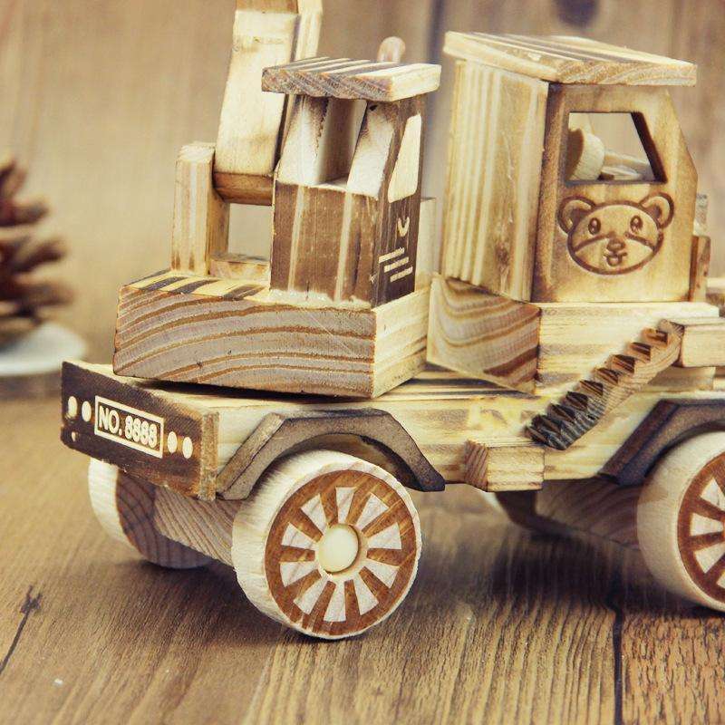 A1030 Wooden Model Excavator Ornaments Children Toys(Large)