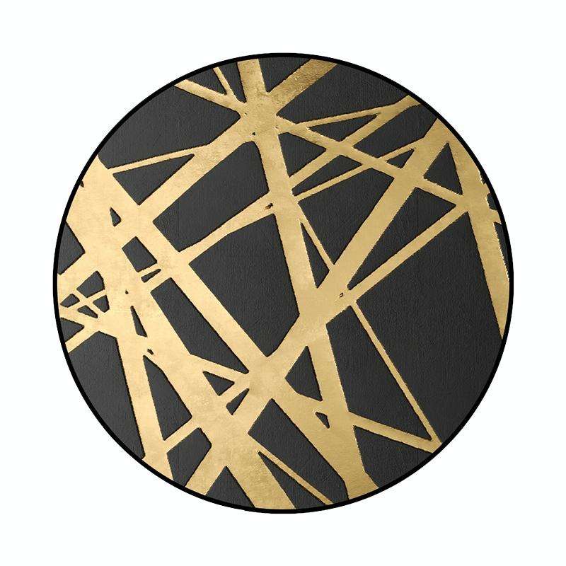Luxury 3D Round Carpets Nordic style Pattern Rug, Color:Black Golden, Size:Diameter: 140cm
