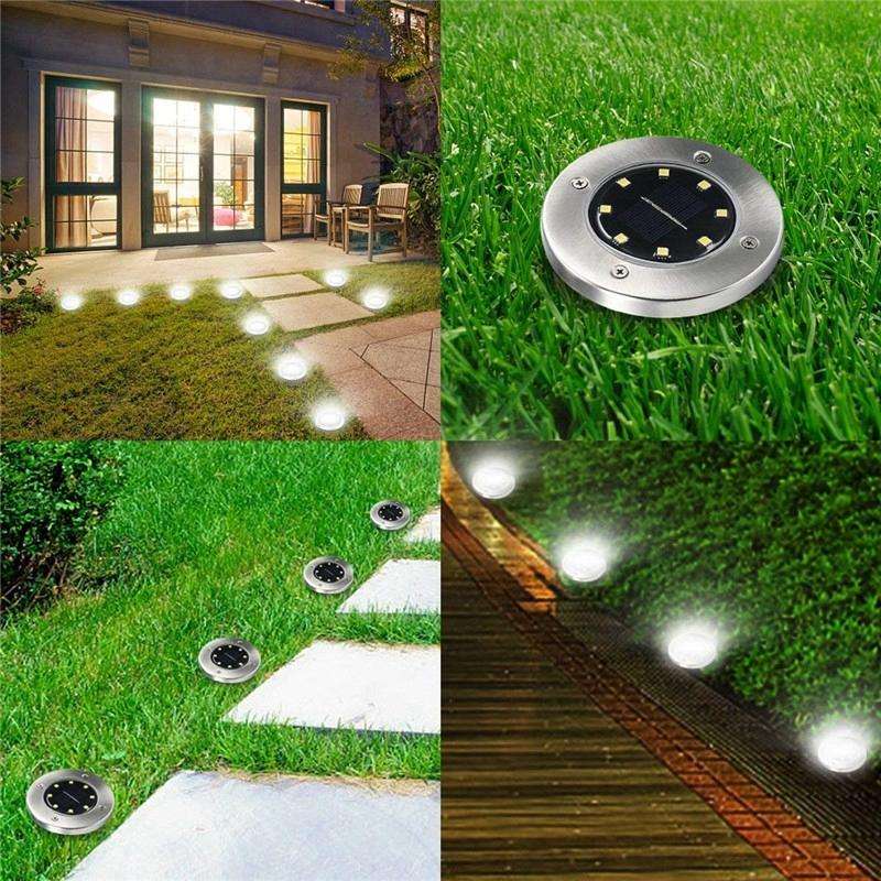 2 PCS 10 LEDs Solar Powered Buried Light Under Ground Lamp IP65 Waterproof Outdoor Garden Street ...