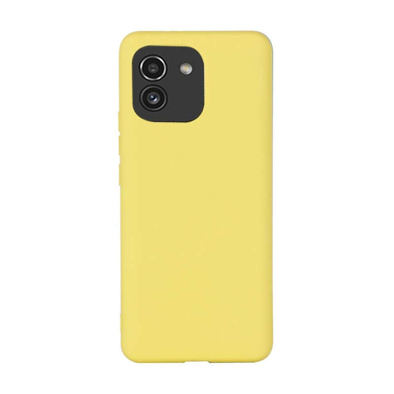 For Samsung Galaxy A03 164.2mm Global Version Pure Color Liquid Silicone Phone Case(Yellow)