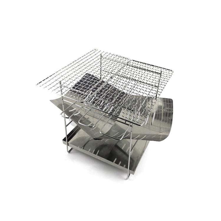 Outdoor Camp Portable Folding Stainless Steel Barbecue Charcoal Grill + Wire Mesh & Base Plate (S...