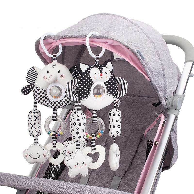 Newborn Baby Stroller Pendant Black And White Wind Chime 0-1 Year Old Early Education Toy Baby Co...
