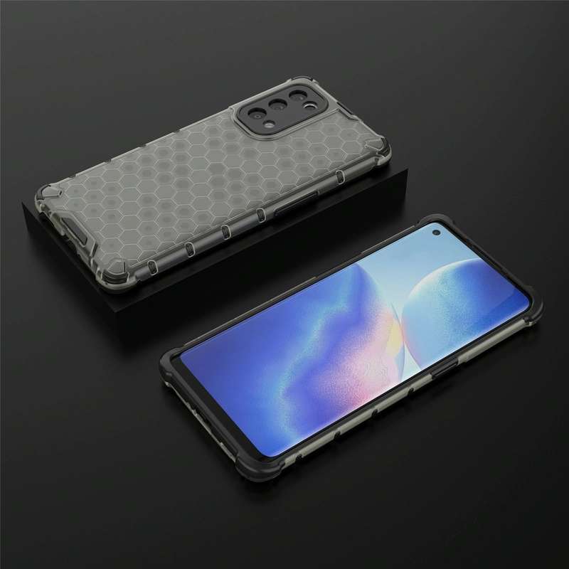 For Oppo Reno5 Pro 5G Shockproof Honeycomb PC + TPU Case(Black)