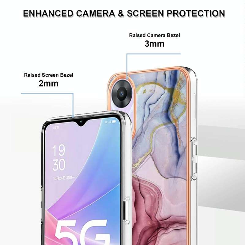 For OPPO A78/A58 Electroplating Marble Dual-side IMD Phone Case(Rose Red 014)