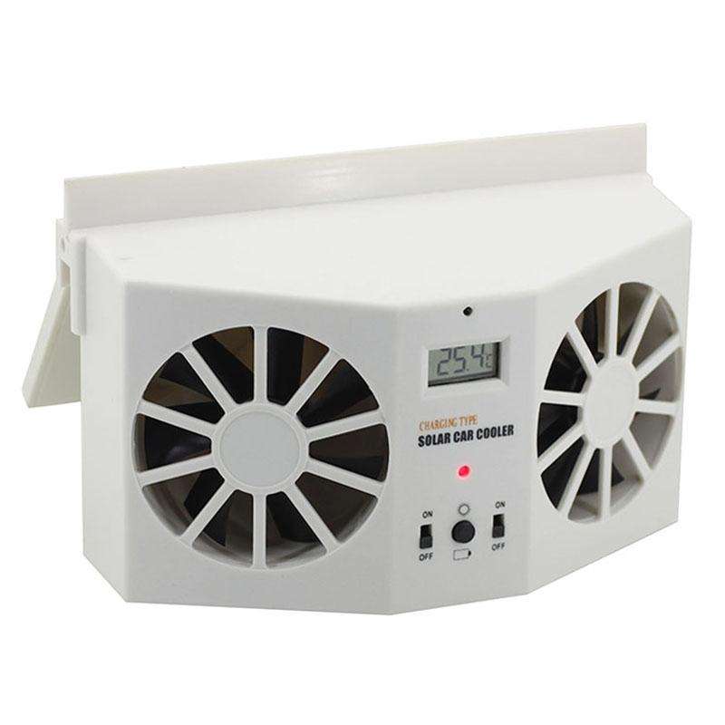 2W Solar Powered Car Auto Air Vent Cool Fan Cooler Ventilation System Radiator, with Temperature ...