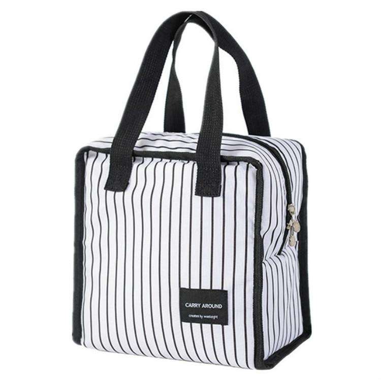 Multifunctional Portable Insulated Lunch Box Bag(Lunch White Stripes)