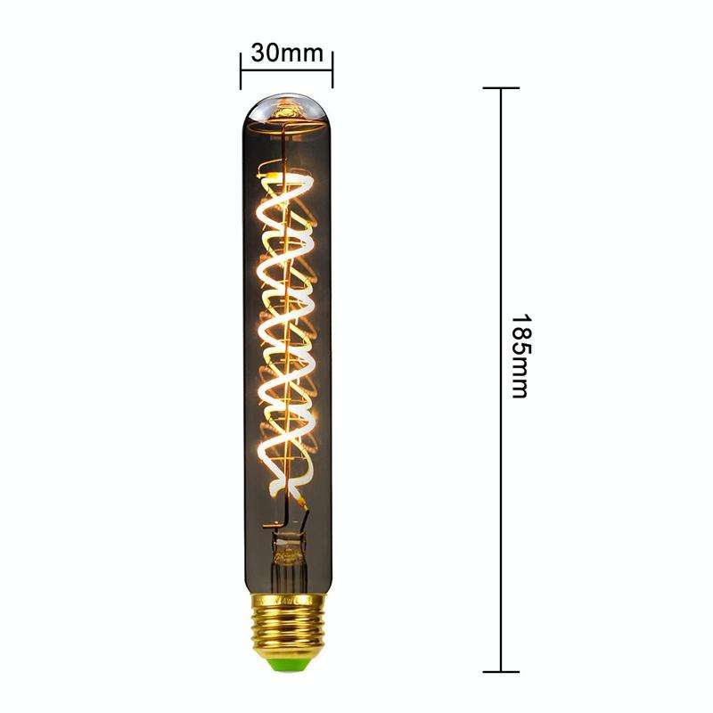 T185 Electroplating Smoke Grey Warm Light LED Bulb Retro Lamp