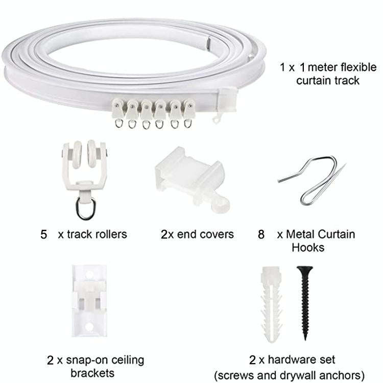 Model Steel Track Set Flexible Silent Slide Track Track with Hooks, Size: 1m