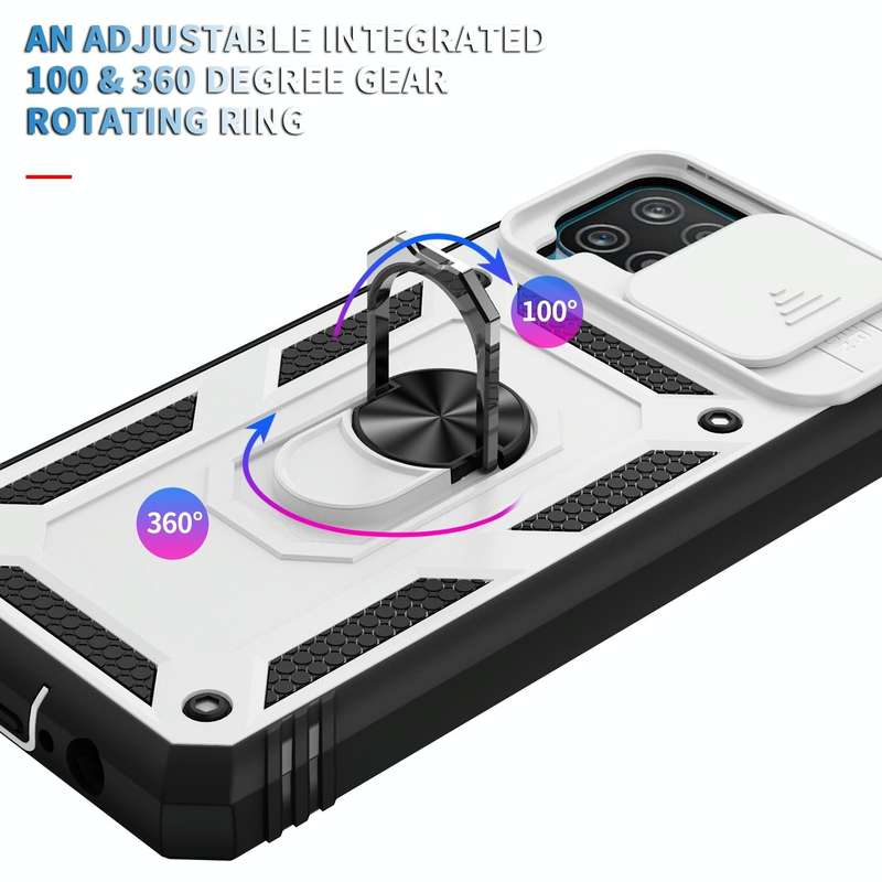 For Samsung Galaxy A12 Sliding Camera Cover Design TPU + PC Protective Case with 360 Degree Rotat...