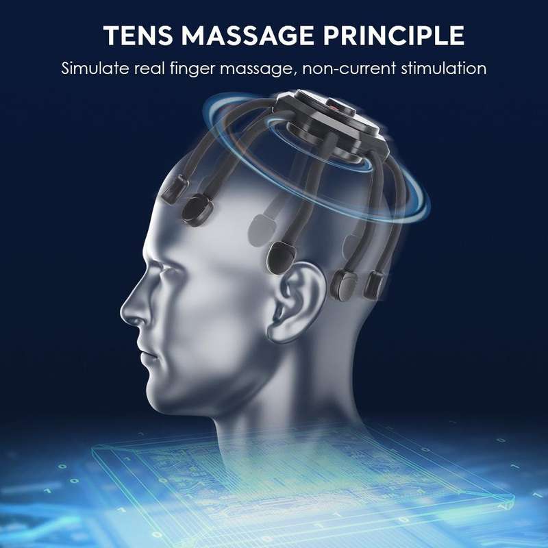 Rechargeable Octopus Scalp Massager 3 Vibration Modes Head Massager(Black)