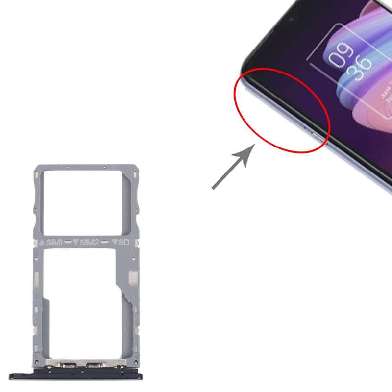 For TCL 10 SE T766H Original SIM Card Tray + SIM / Micro SD Card Tray(Black)