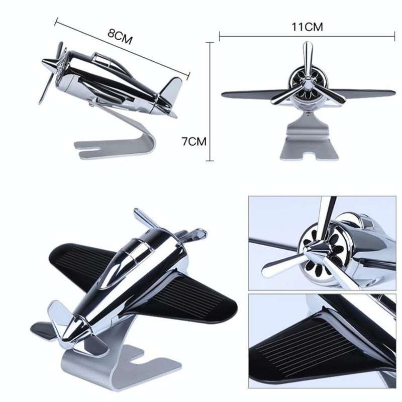 Aromatherapy Decorations for Cars Solar Aircraft Car Decorations(Black)