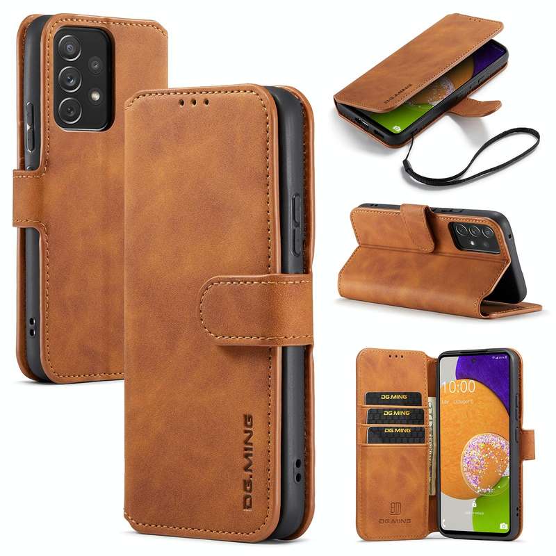 For Samsung Galaxy A53 5G DG.MING Retro Oil Side Horizontal Flip Leather Case with Holder & Card ...