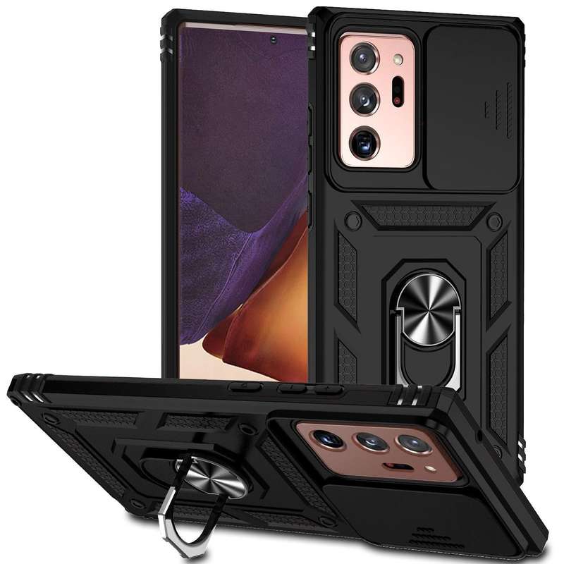 For Samsung Galaxy Note20 Ultra Sliding Camshield Holder Phone Case(Black)