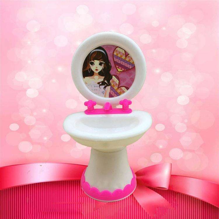 3 PCS Barbie Doll House Plastic Accessories Set Wash Basin Toilet