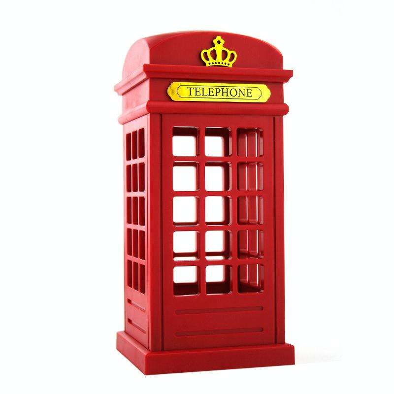 Retro Telephone Booth Shape Warm Light LED Lamp, Rechargeable Touch Control Bedroom Bedside Table...