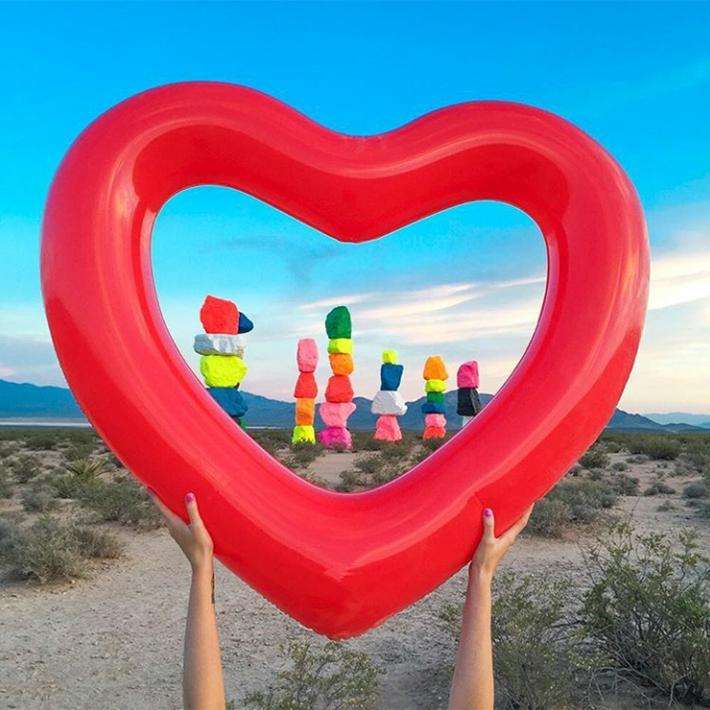 Love Heart Shaped Inflatable Floating Swimming Safety Pool Ring, Inflated Size: 120cm x 100cm (Red)