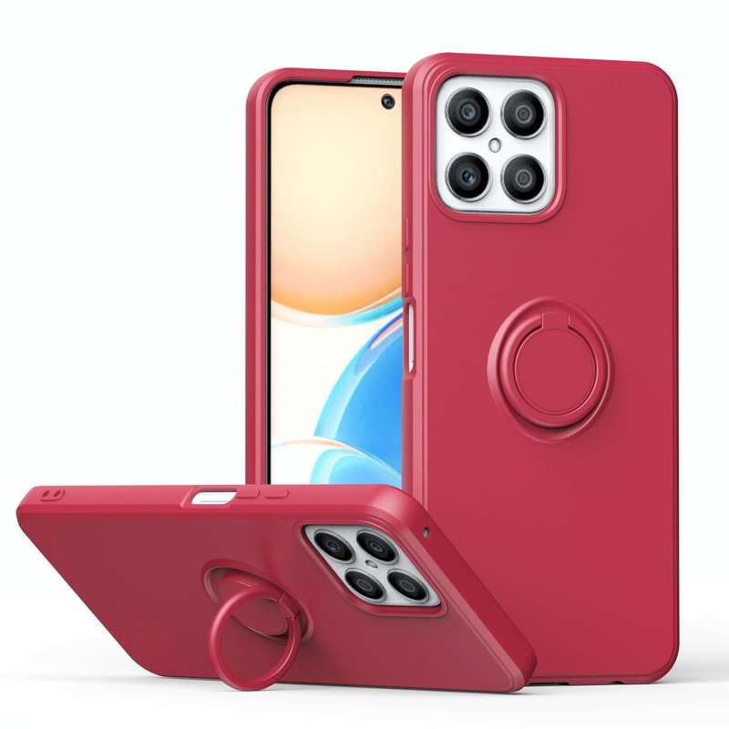 For Honor X8 Ring Kickstand Silicone Phone Case(Hawthorn Red)