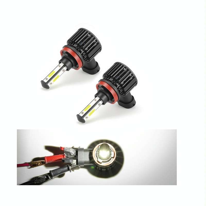 F8 H11 2 PCS 22W 3000LM 6000K Four Side DOB LED Headlight Fog Light Bulbs High Beam Conversion Ki...