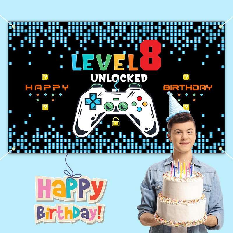 150x90cm Game Console Theme Birthday Background Birthday Party Decoration Banner(2023SRB54)