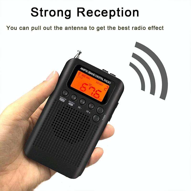 HRD-104 Mini Portable FM + AM Two Band Radio with Loudspeaker(Black)