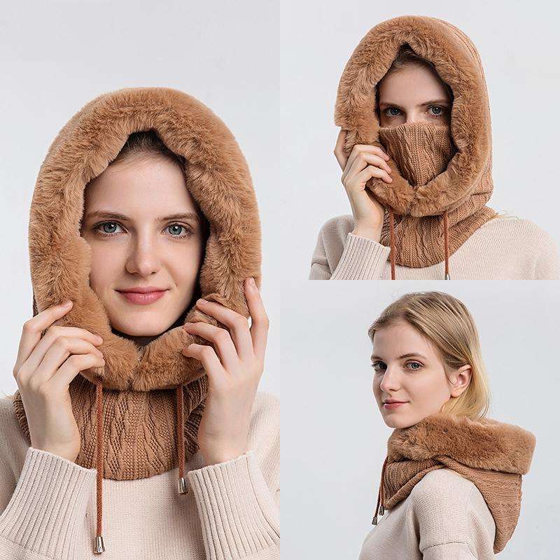 One-piece Cold-proof and Keep Warm Hedging Cap Scarf Face Mask(Grey)