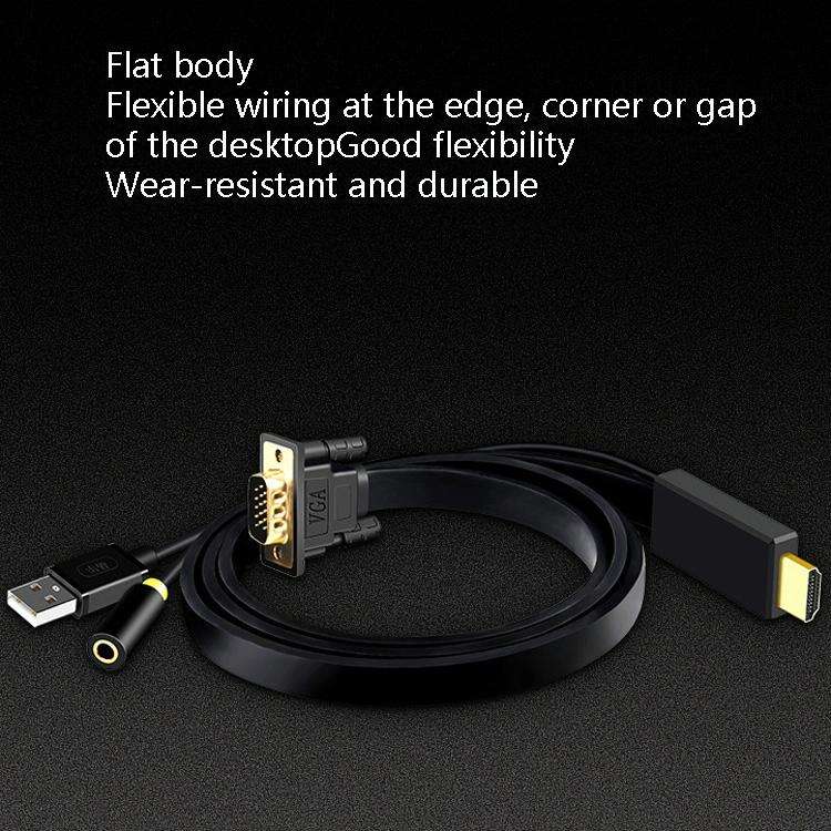 5m JH HV10 1080P HDMI to VGA Cable Projector TV Box Computer Notebook Industrial Display Adapter ...