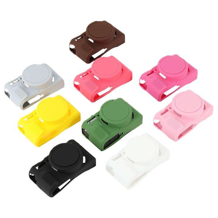 For Canon PowerShot G7 X Mark II / G7X2 Soft Silicone Protective Case with Lens Cover(Black)