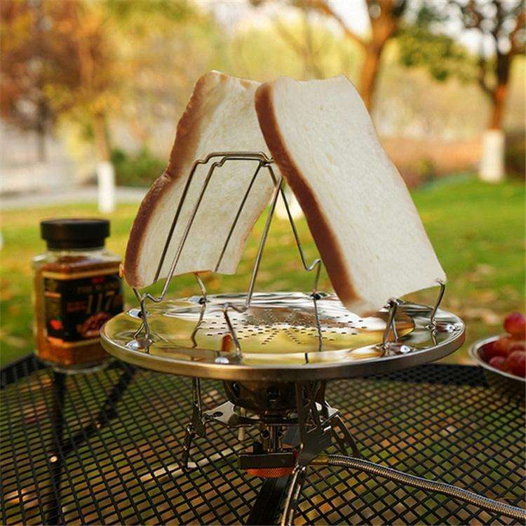 Outdoor Stainless Steel Toast Rack 4 Slice Toast Bread Pan Camping Barbecue Rack Foldable Bakeware