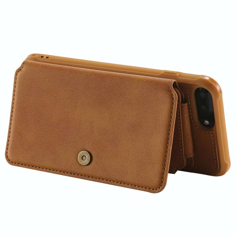 For iPhone 7 Plus / 8 Plus Zipper Shockproof Protective Case with Card Slots & Bracket & Photo Ho...