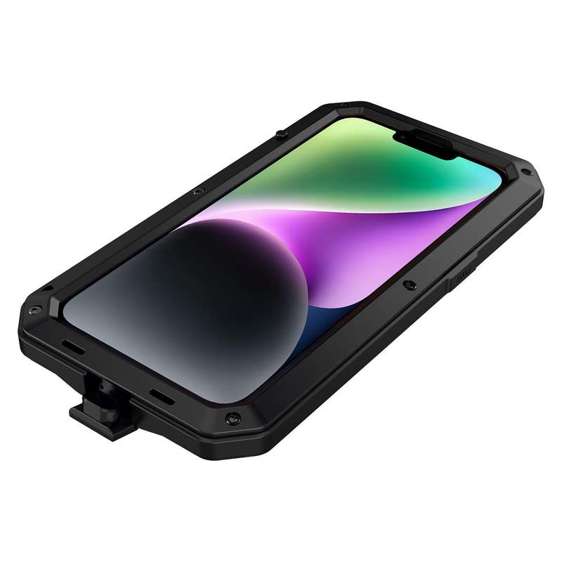 For iPhone 14 Plus Shockproof Waterproof Silicone + Zinc Alloy Case (Black)