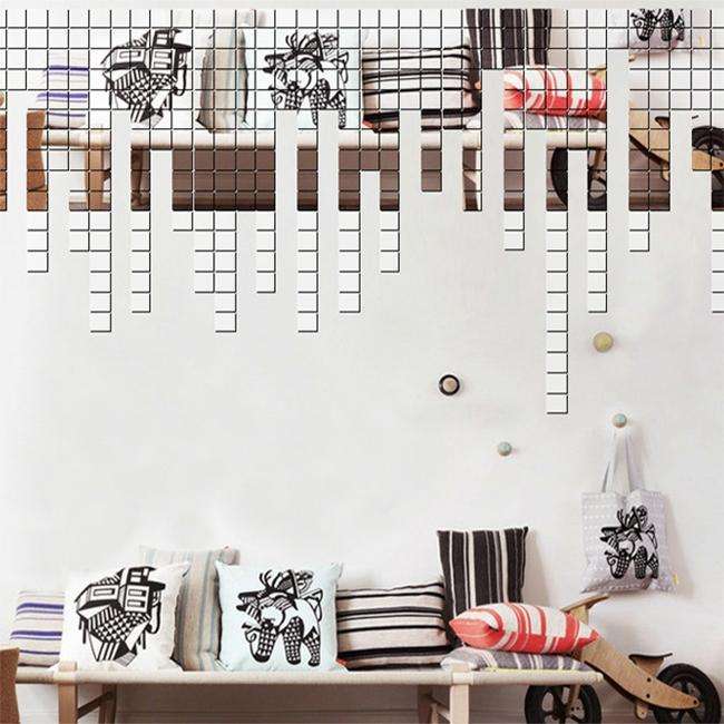 100 PCS Square Crystal Mosaic Mirror Acrylic Stereo Wall Stickers Creative Background Home Living...