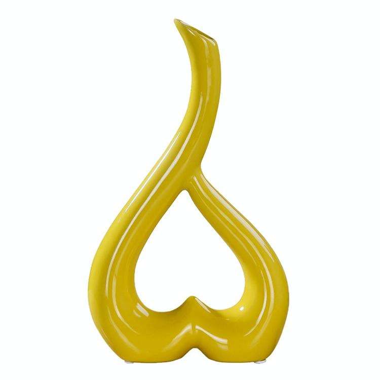 Heart Shape Creative Ceramic Flower Vase Home Decor Wedding Festival Office Desktop Decoration(Ye...