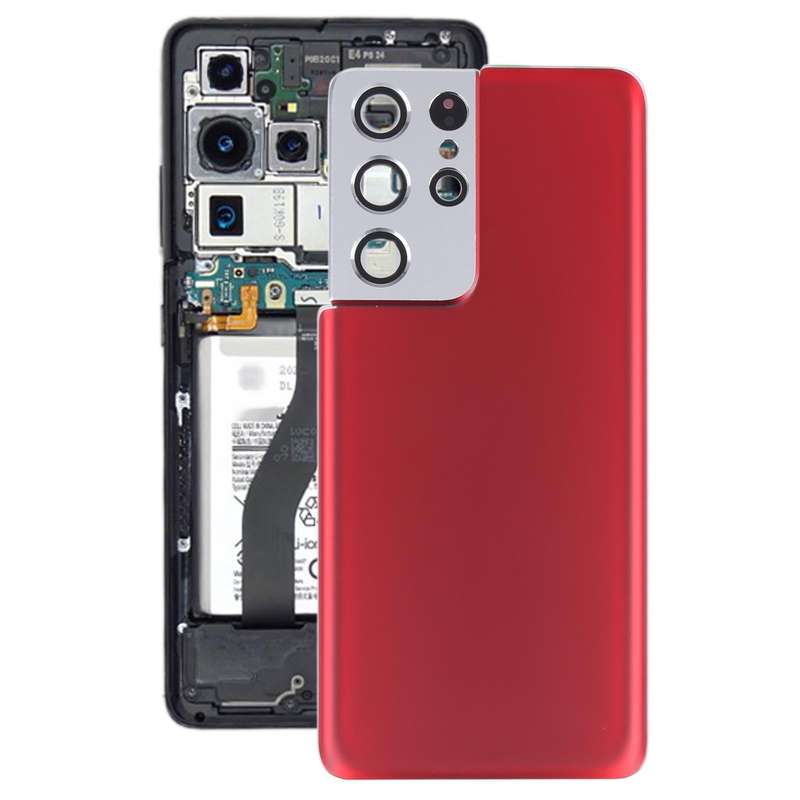 For Samsung Galaxy S21 Ultra 5G Battery Back Cover with Camera Lens Cover (Red)