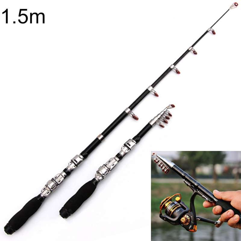 32cm Portable Telescopic Sea Fishing Rod Mini Fishing Pole, Extended Length : 1.5m, Black Clip Re...
