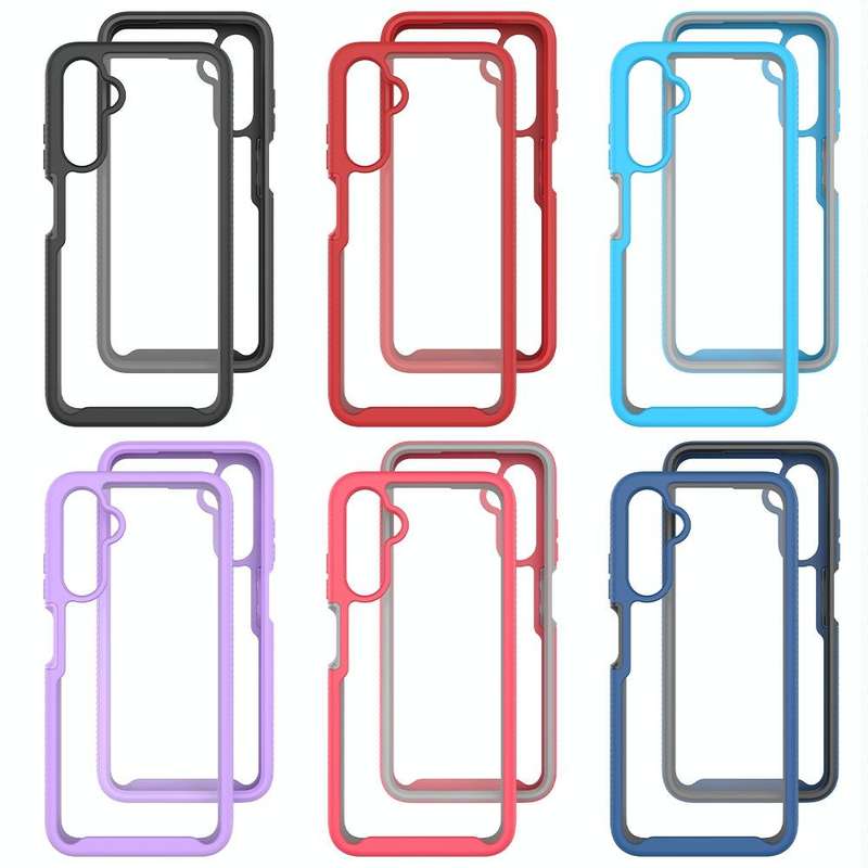 For Samsung Galaxy A05s Starry Sky Solid Color Shockproof TPU Clear PC Phone Case(Pink)