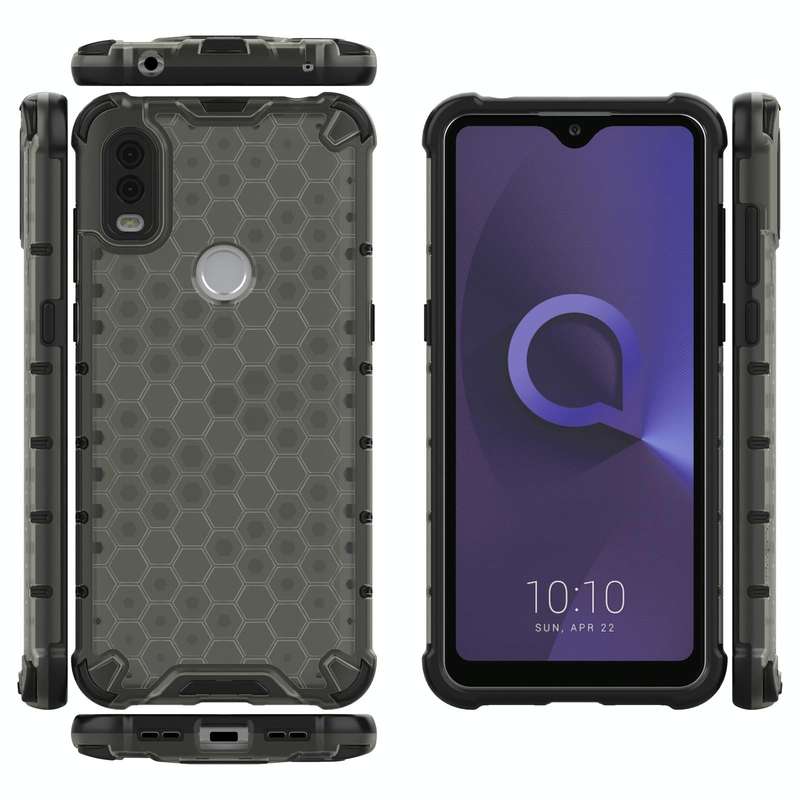 For Alcatel 1V (2020) Shockproof Honeycomb PC + TPU Case(Black)