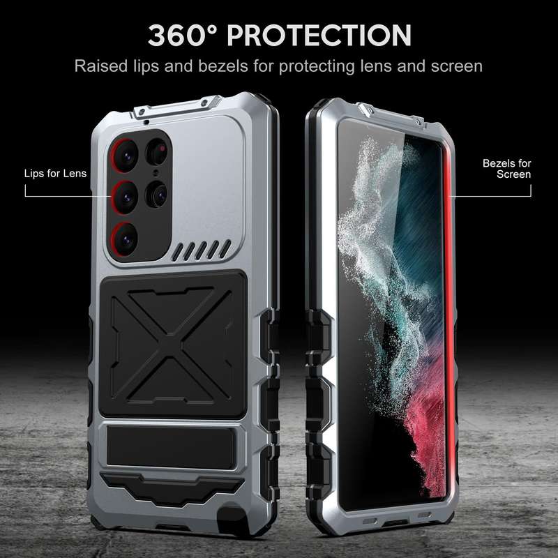 For Samsung Galaxy S23 Ultra 5G R-JUST Life Waterproof Dustproof Shockproof Phone Case(Silver)