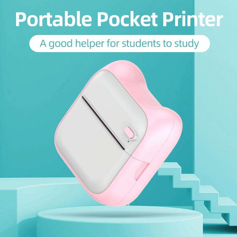 A31 Bluetooth Handheld Portable Self-adhesive Thermal Printer, Color: Blue+3 Rolls Colored Paper