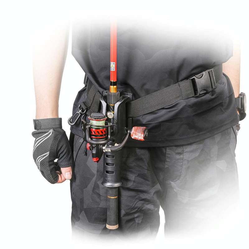 Fishing Rod Waist Belt Rod Holder Fishing Rod Waist Support(28157-B Black)
