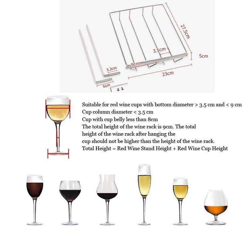 304 Stainless Steel Hanging Wine Glass Shelf Drain Rack Cup Holder
