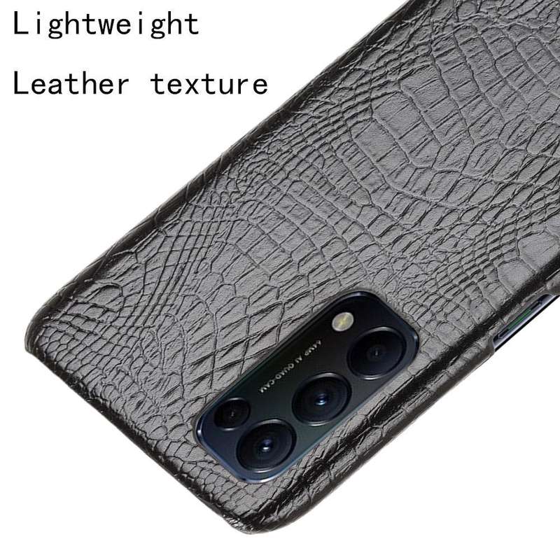 For OPPO Reno5 5G / Find X3 Lite Shockproof Crocodile Texture PC + PU Case(Black)