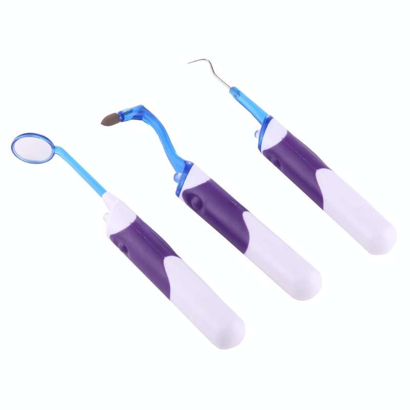 Lit-Pack 3 in 1 LED Professional Dental Oral Tool Kits (Dental Mirror + Tooth Stain Eraser + Plaq...