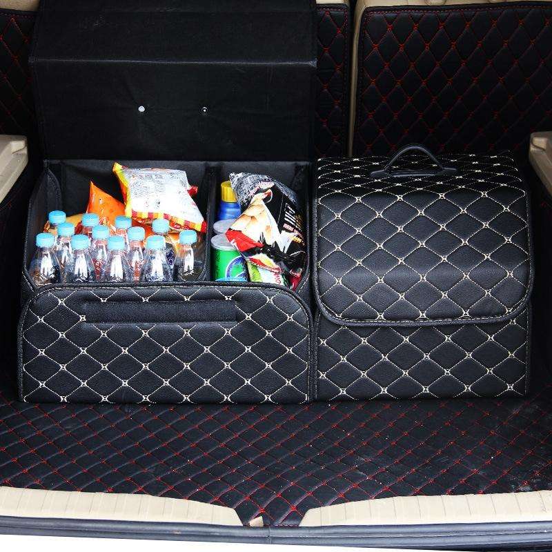Car Trunk Foldable Storage Box, Checkered Small Size: 33 x 32 x 30cm(Black Red)