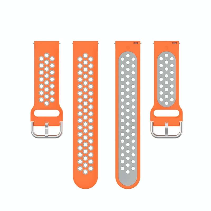 For Garmin Forerunner 265 22mm Perforated Breathable Sports Silicone Watch Band(Black+Rose Red)
