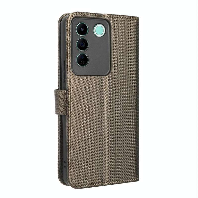 For vivo V27e / S16e Diamond Texture Leather Phone Case(Brown)
