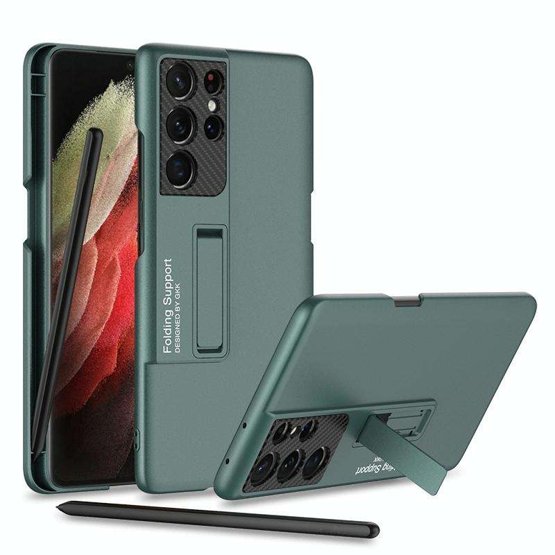 For Samsung Galaxy S21 Ultra 5G GKK Ultra-thin Shockproof Phone Case with Holder & Pen Slots & St...