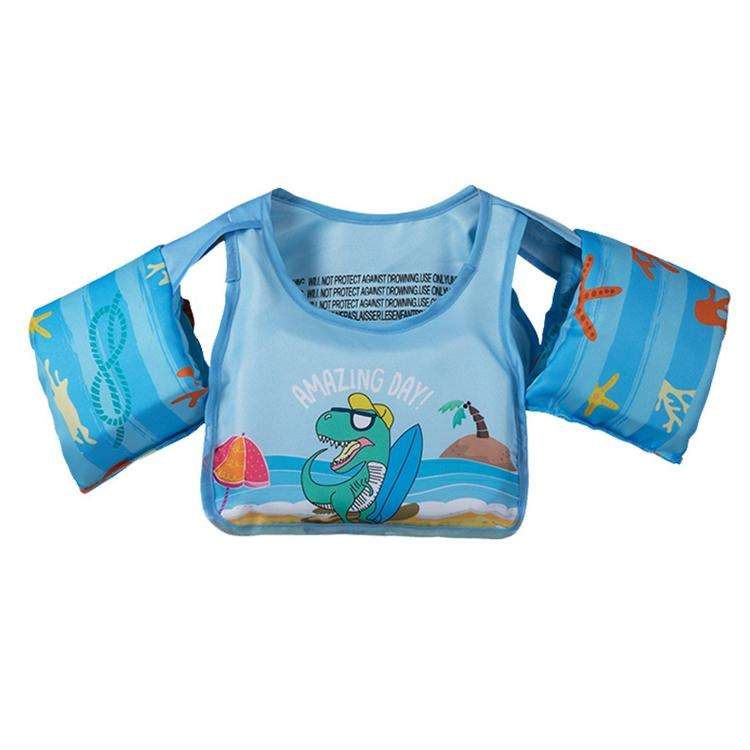 Vest-Style Children Life Jacket Baby Swimming Free Inflatable Arm Foam Life Buoy(Hip-hop Dinosaur)