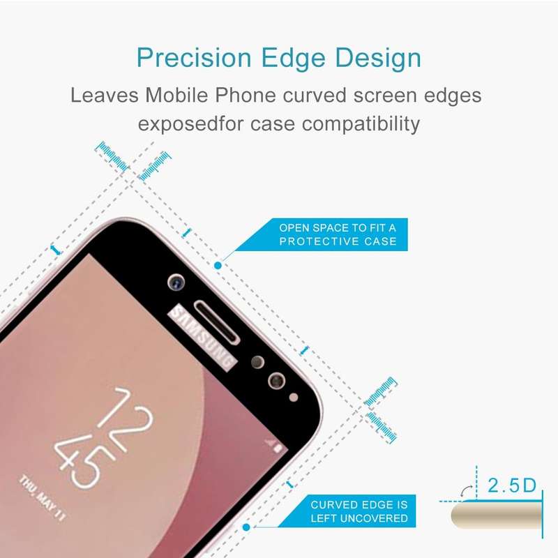 For Galaxy J7 (2017) (EU Version) 0.26mm 9H Surface Hardness 2.5D Curved Silk-screen Full Screen ...