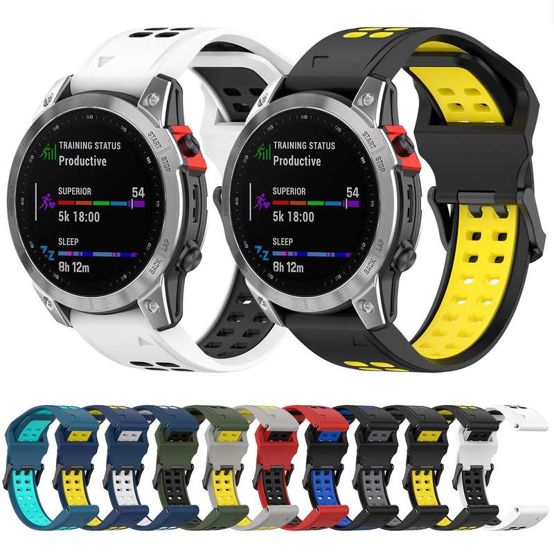 For Garmin Fenix 7S / 6S / 5S Two-color Silicone Watch Band(Black Grey)